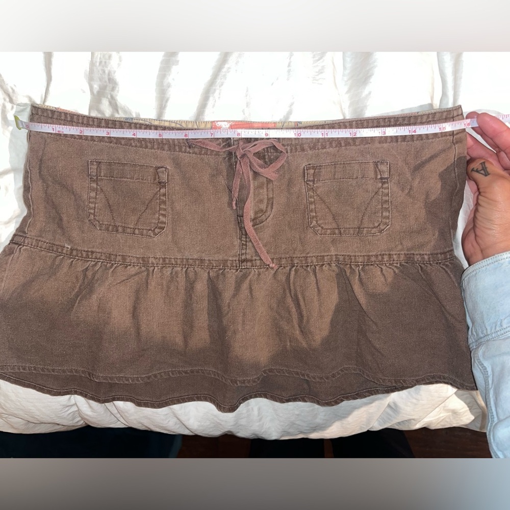 Vintage drawstring Hollister Women's Chocolate Mini Skirt size 1 - Picture 9 of 9